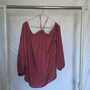 Long Sleeve Open Shoulder Top